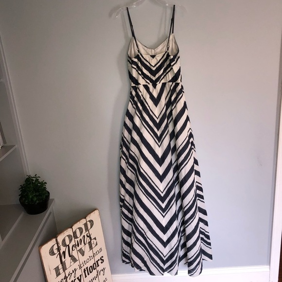 Fossil Chevron Maxi Sleeveless Striped Blue White - Picture 3 of 9